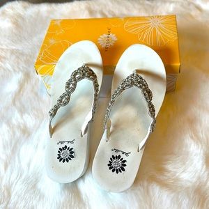 Yellow Box Sardinia Platform Wedge Flip Flops